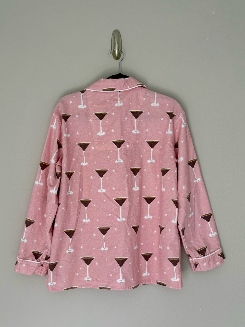 PJ Salvage Espresso Martini Print Flannel Pajama Set Pink Cotton Small - Picture 11 of 11
